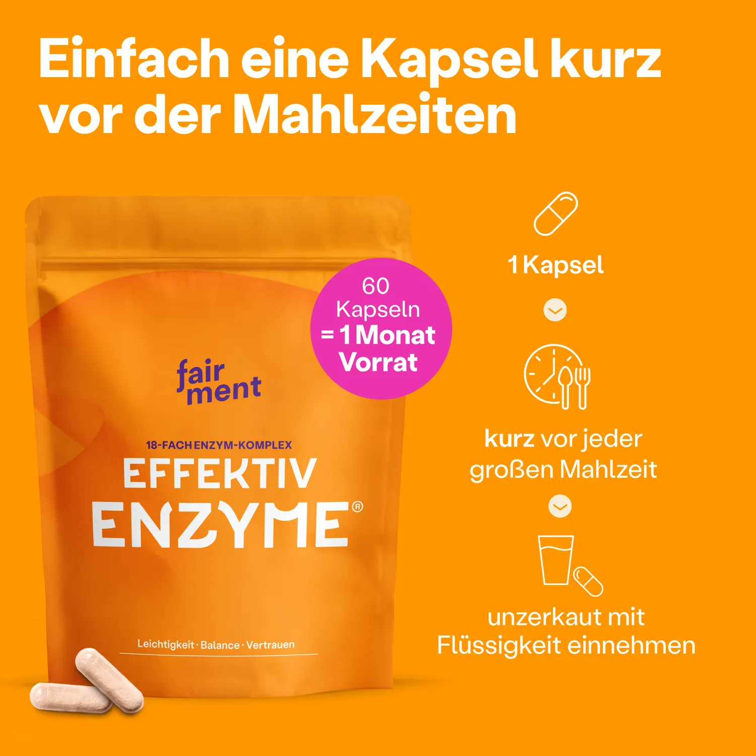fairment EffektivEnzyme Enzym-Komplex 60 Kapseln mit Bromelain
