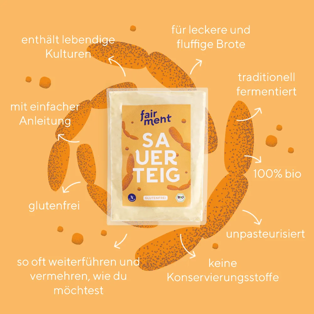 Fairment Bio Sauerteig Starter glutenfrei 150 g backfertig