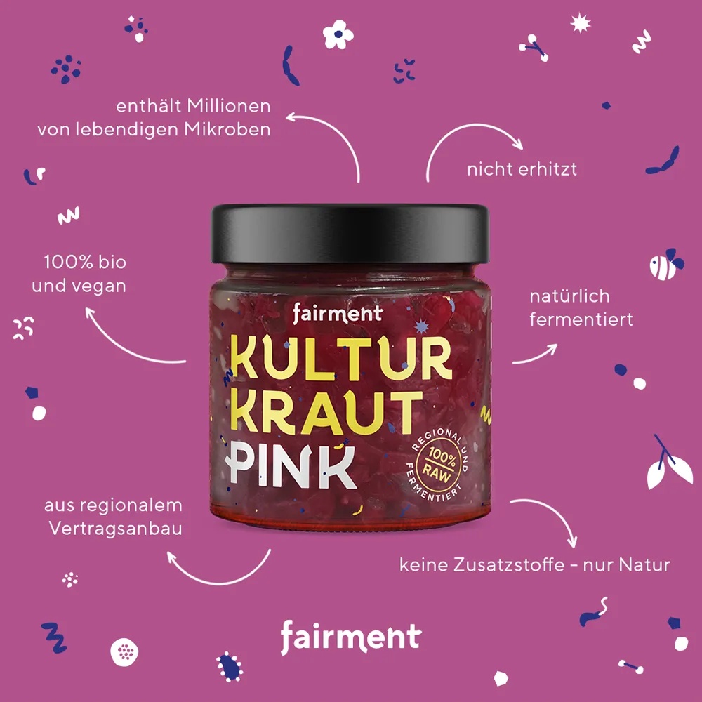 fairment Kultur-Kraut Pink fermentiert 330 g Rohkost