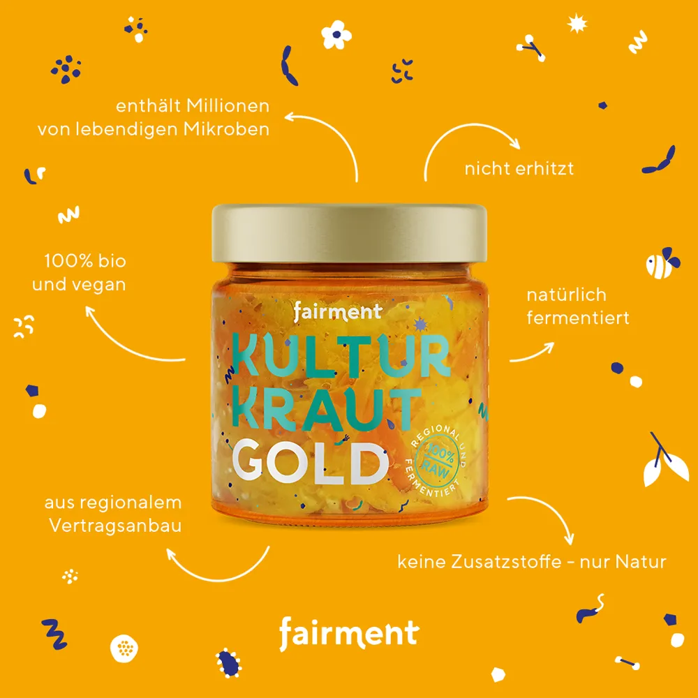 fairment Kultur-Kraut Gold Sauerkraut 330g Kurkuma bio