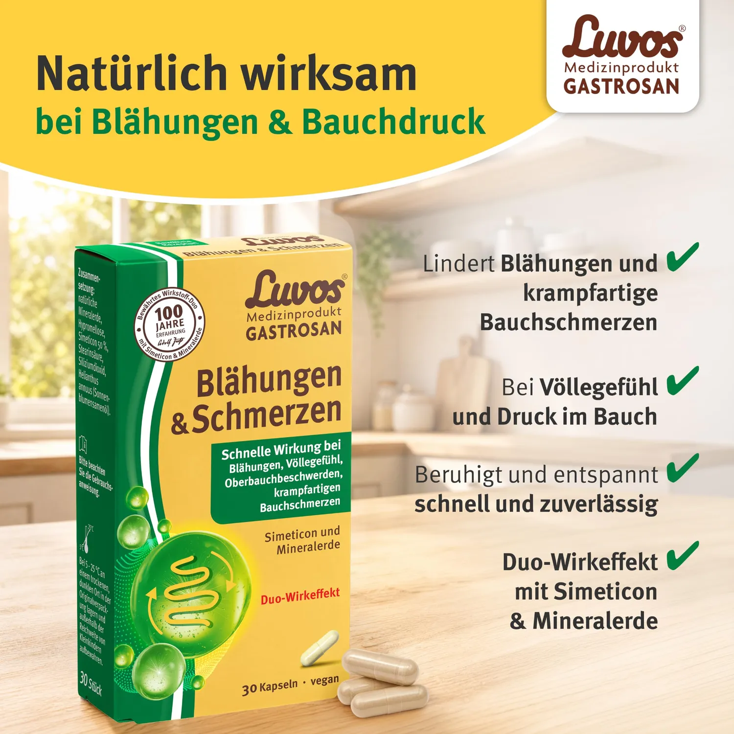 Luvos Gastrosan Kapseln 30 Stück bei Blähungen
