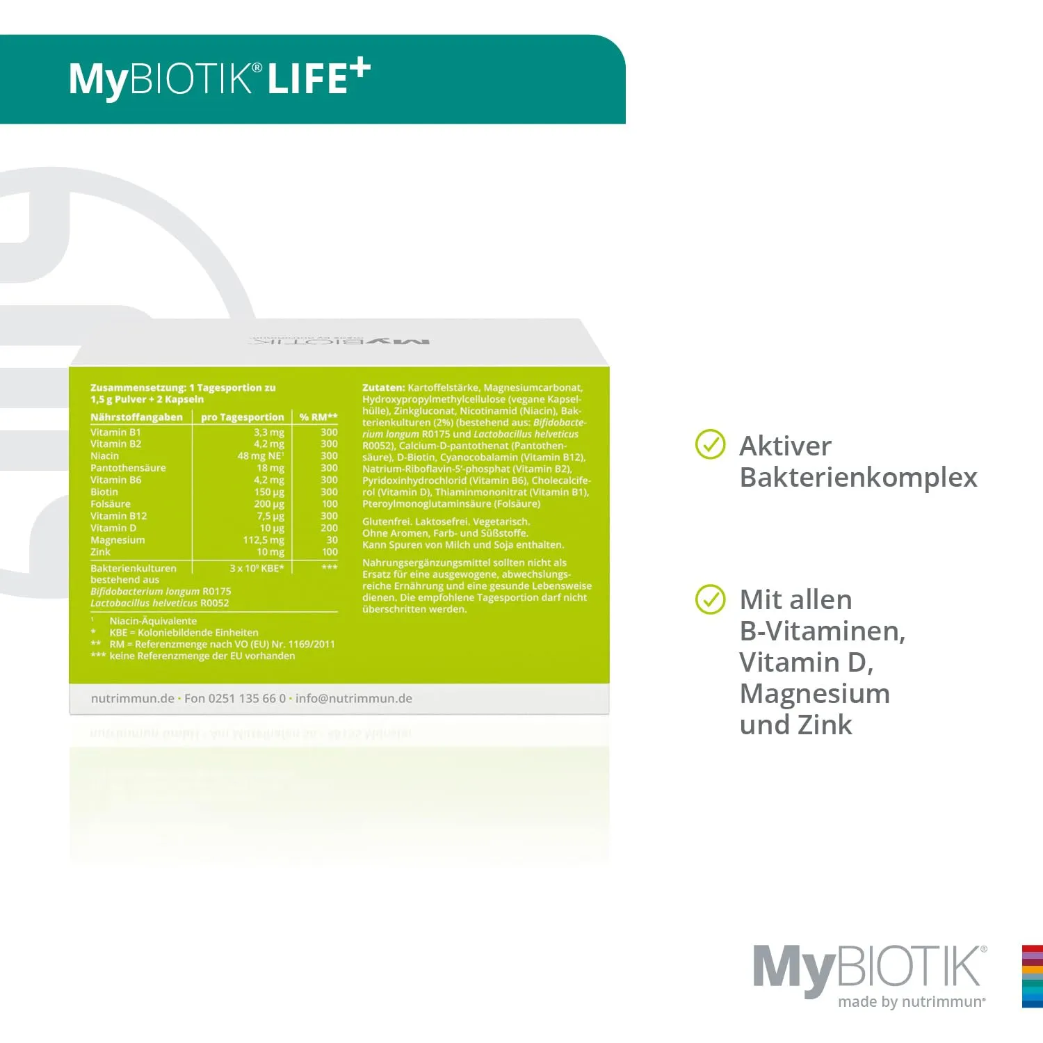 nutrimmun MyBIOTIK LIFE+ Bakterienkulturen 30 Tage Pulver Kapseln
