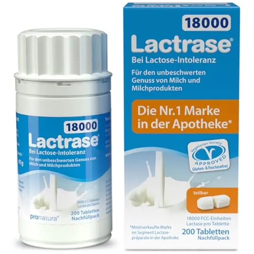 Lactrase 18000 Lactase Tabletten 200 Stück Nachfüllpack hochdosiert