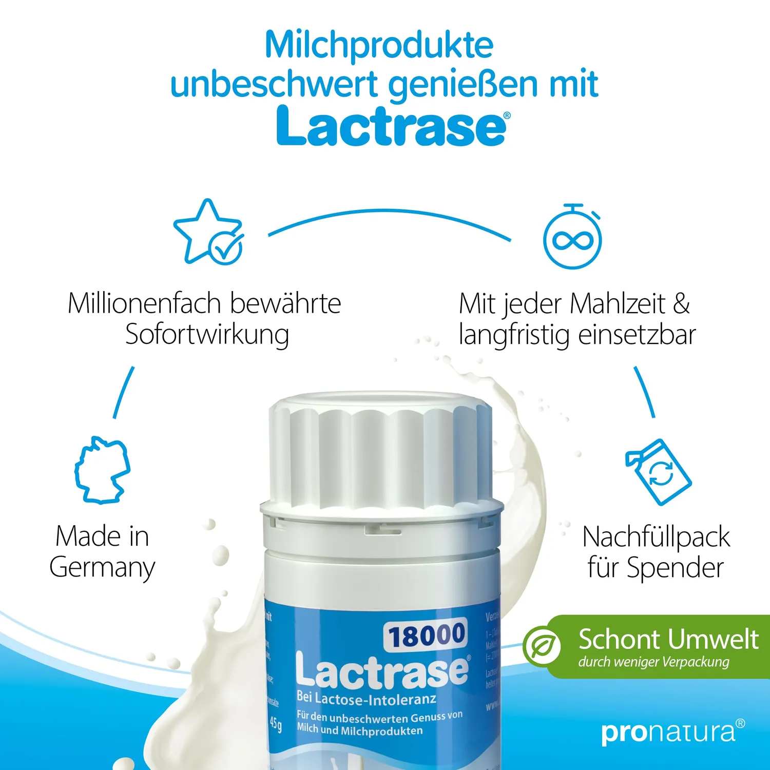 Lactrase 18000 Lactase Tabletten 200 Stück Nachfüllpack hochdosiert