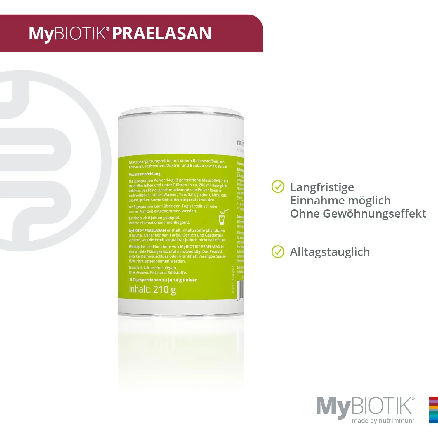 nutrimmun MyBIOTIK PRAELASAN Ballaststoff Pulver 210 g vegan