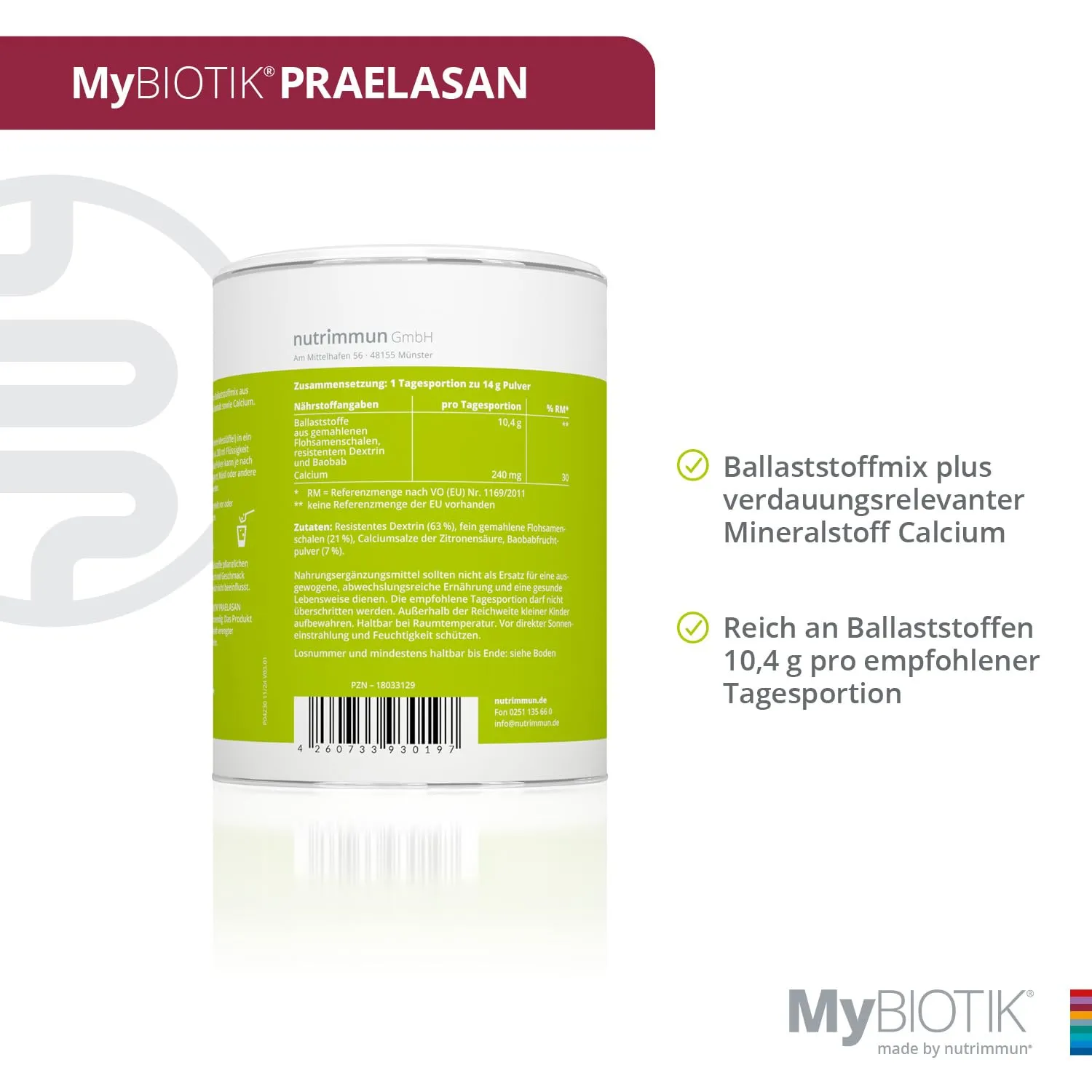 nutrimmun MyBIOTIK PRAELASAN Pulver 30 Tage Ballaststoffe