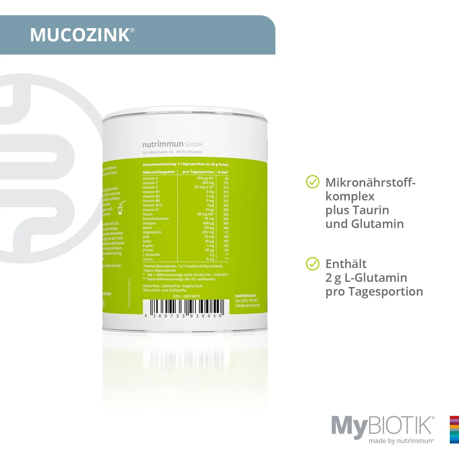 nutrimmun MUCOZINK Pulver 600 g vegetarisch