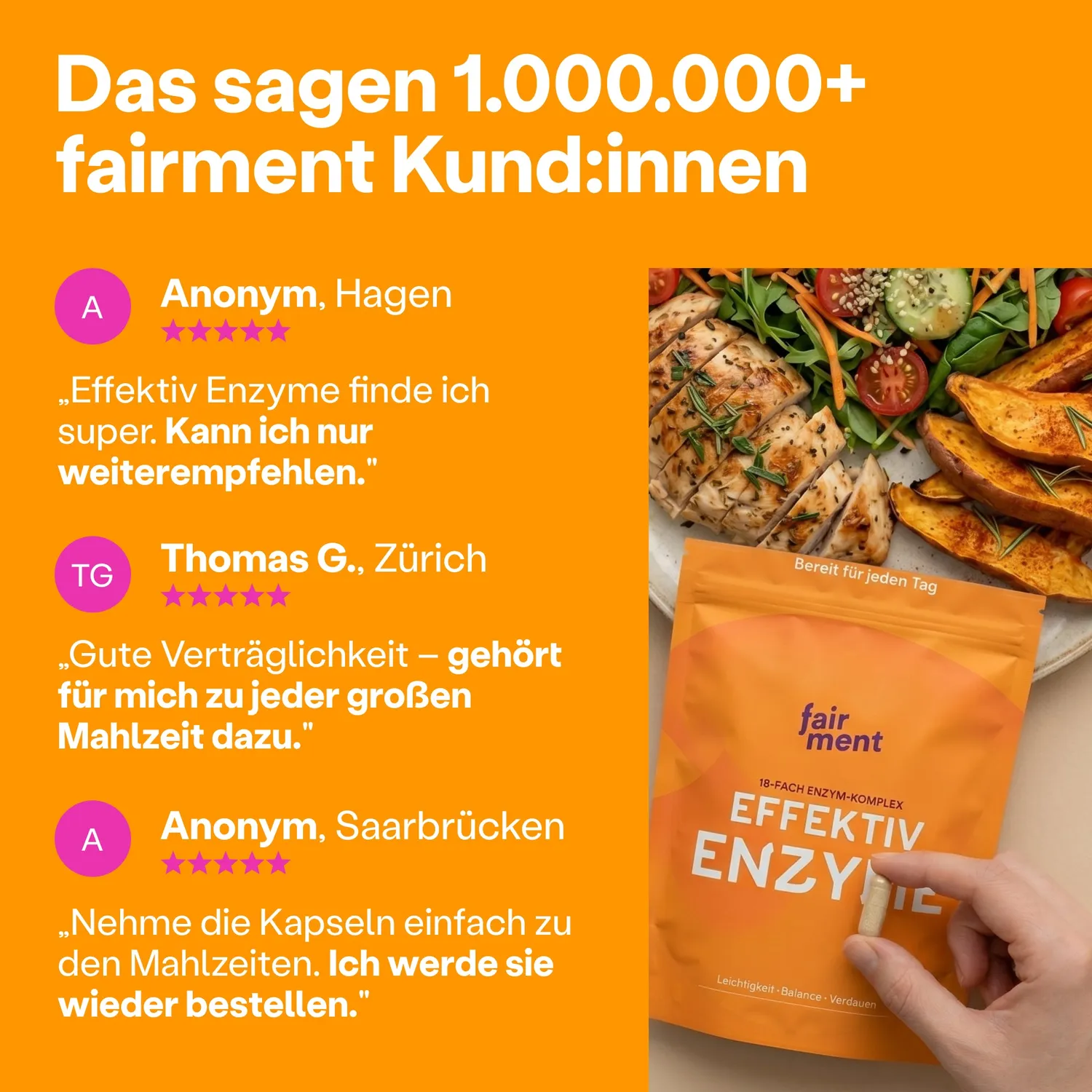 fairment EffektivEnzyme Enzym-Komplex 60 Kapseln mit Bromelain