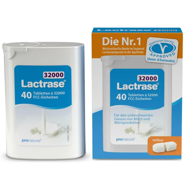 Lactrase 32000 Lactase Tabletten 40 Stück hochdosiert teilbar