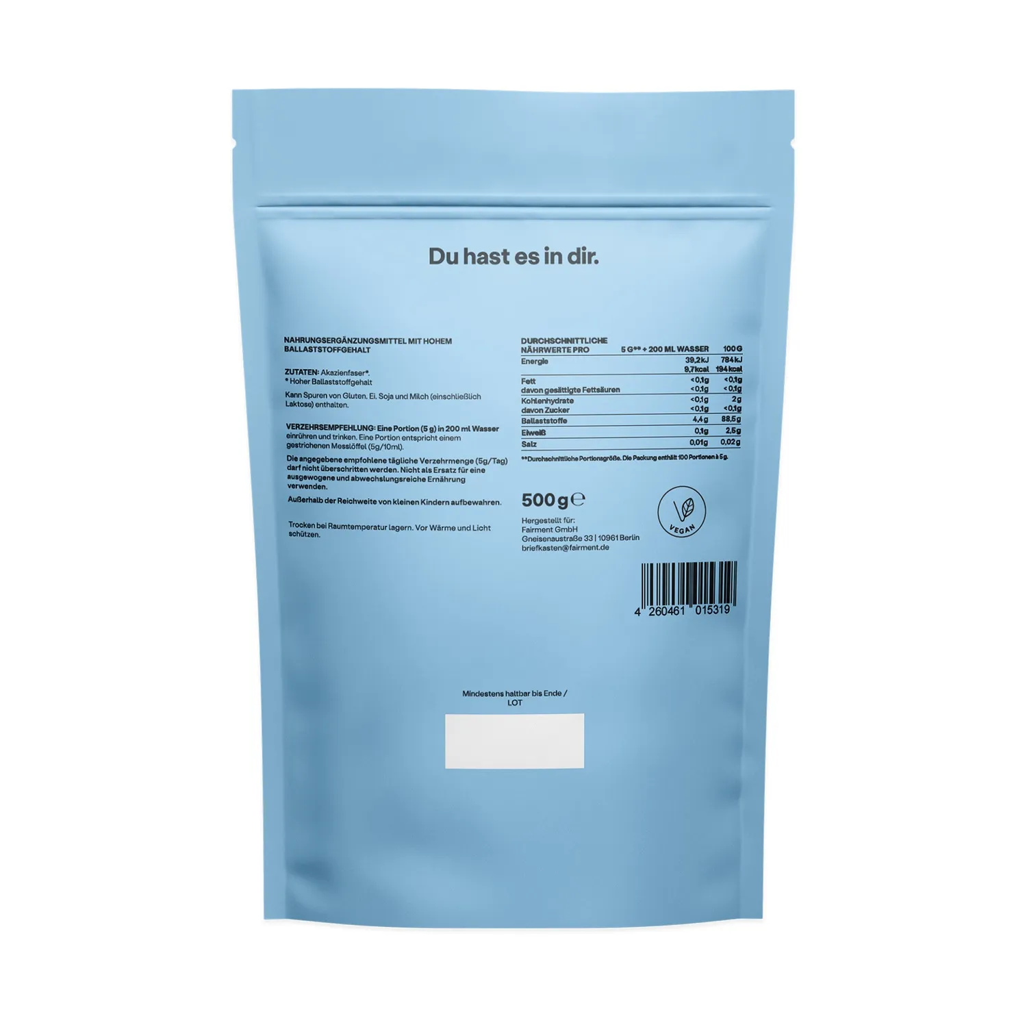 fairment SuperFiber Akazienfaser Pulver 500g Ballaststoffe