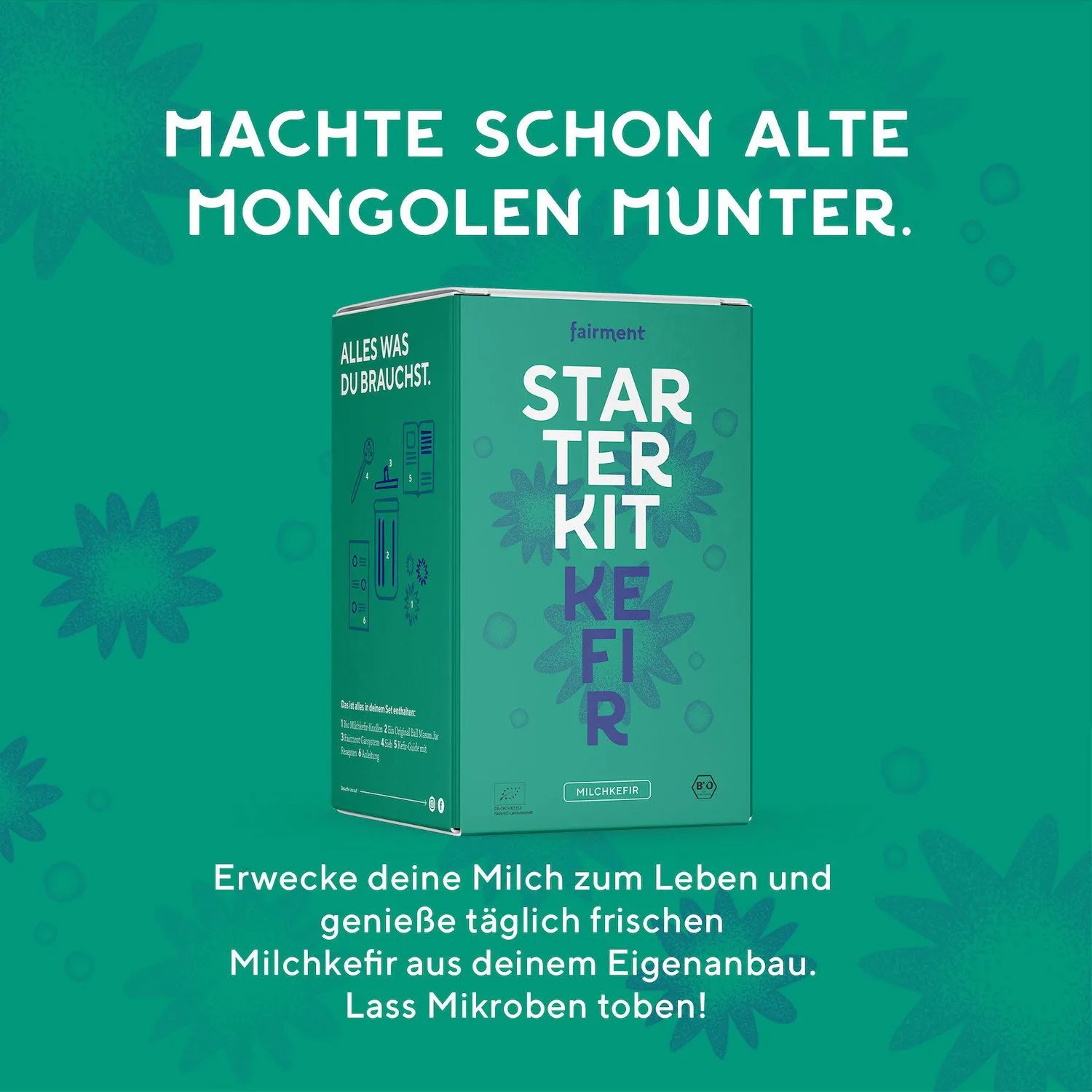 fairment Milchkefir Starter Kit Kefirpilze mit Glas bio