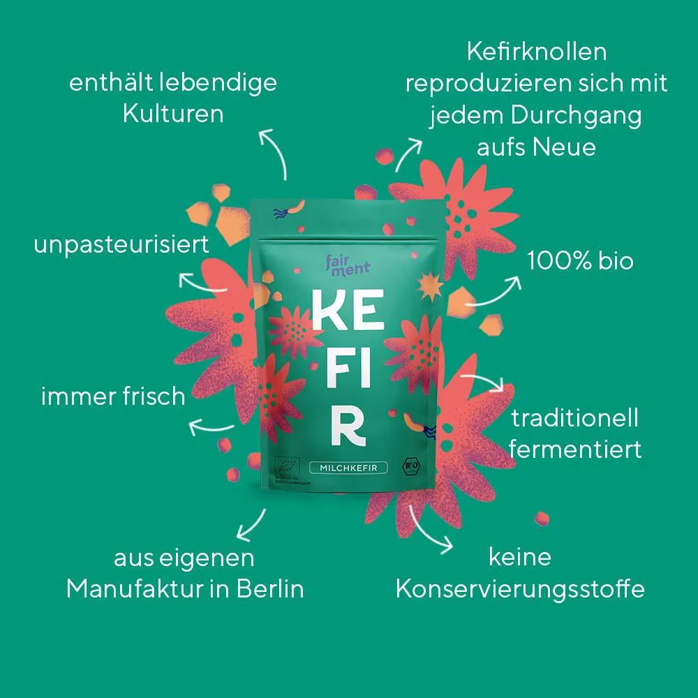 fairment Milchkefir Starter Kit Kefirpilze mit Glas bio