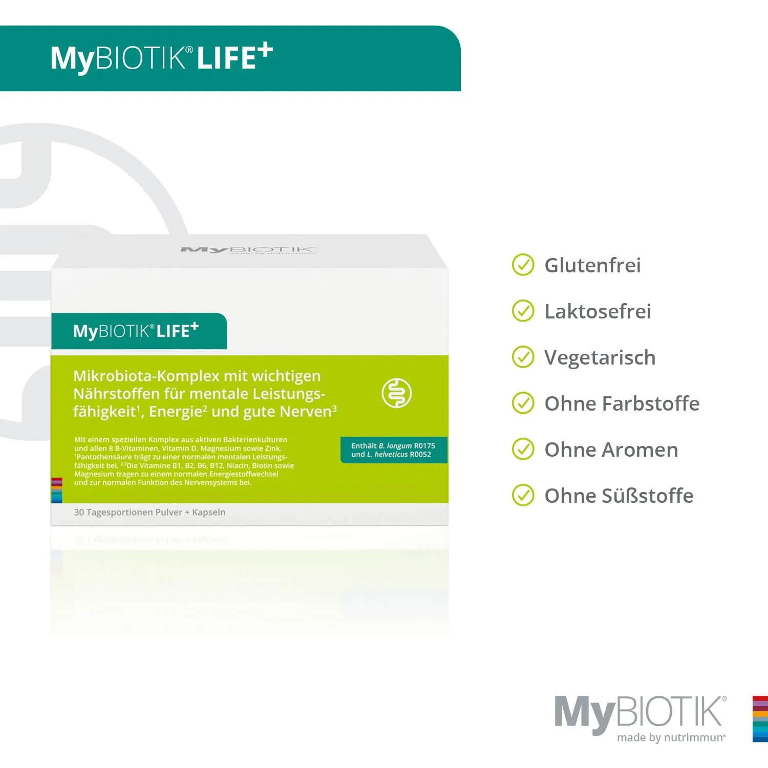 nutrimmun MyBIOTIK LIFE+ Bakterienkulturen 30 Tage Pulver Kapseln