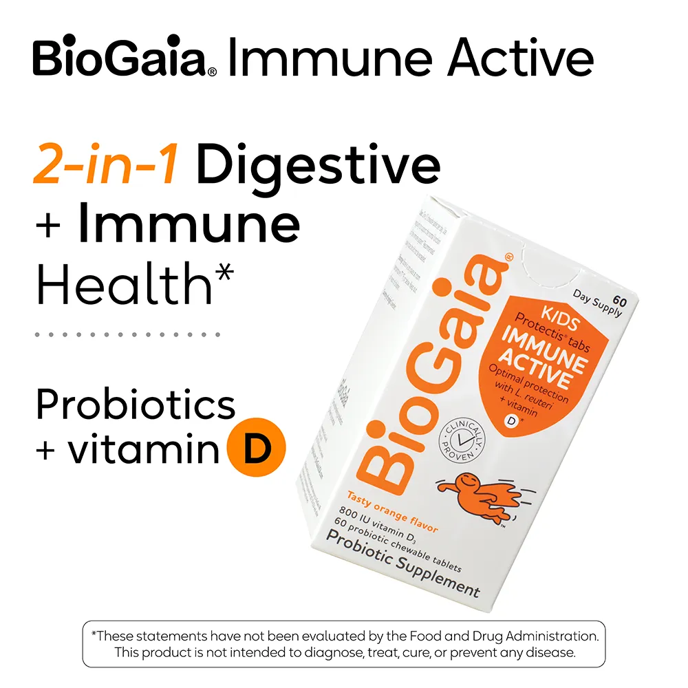 BioGaia Immune Active Kids Kautabletten 30 Stück Orange D3