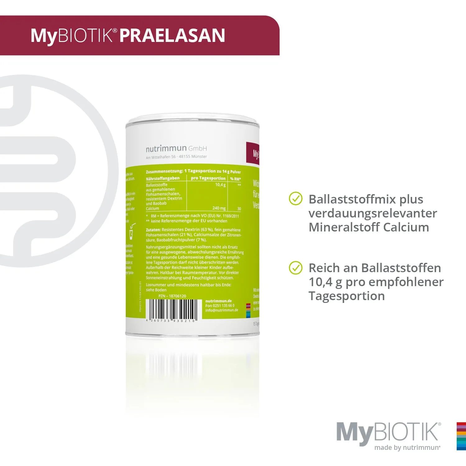nutrimmun MyBIOTIK PRAELASAN Ballaststoff Pulver 210 g vegan