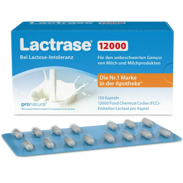 Lactrase 12000 Laktase Kapseln 150 Stk glutenfrei