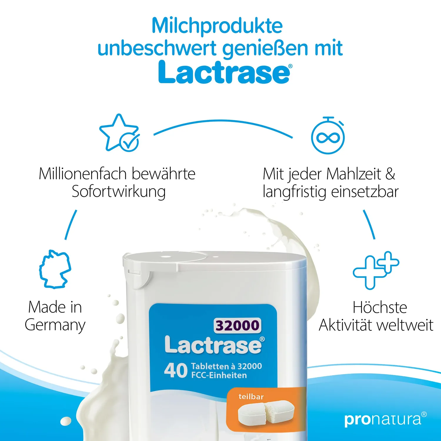 Lactrase 32000 Lactase Tabletten 40 Stück hochdosiert teilbar