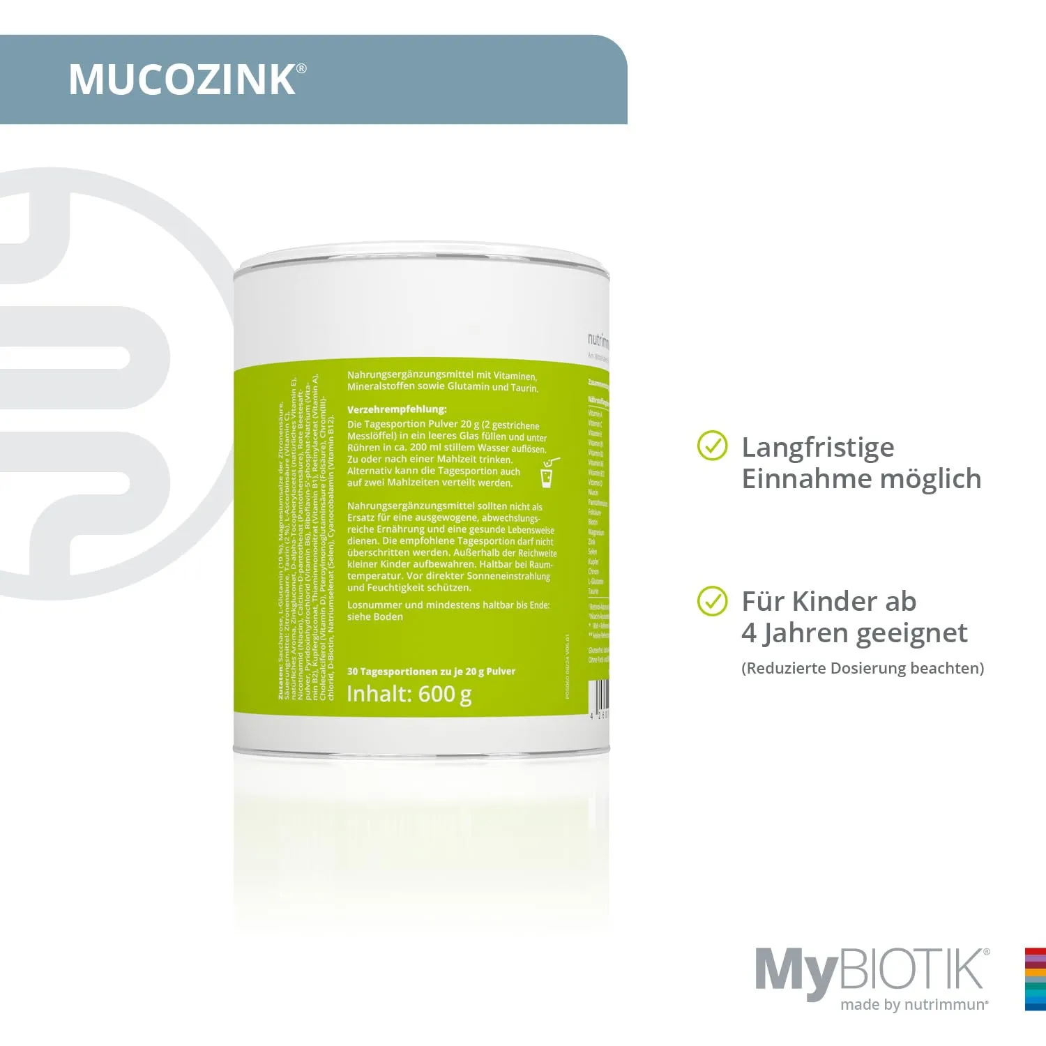 nutrimmun MUCOZINK Pulver 600 g vegetarisch