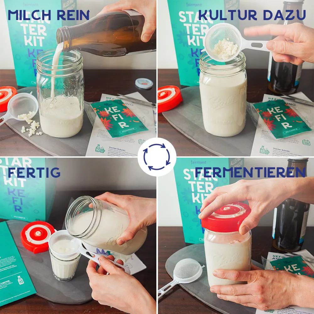 fairment Milchkefir Starter Kit Kefirpilze mit Glas bio