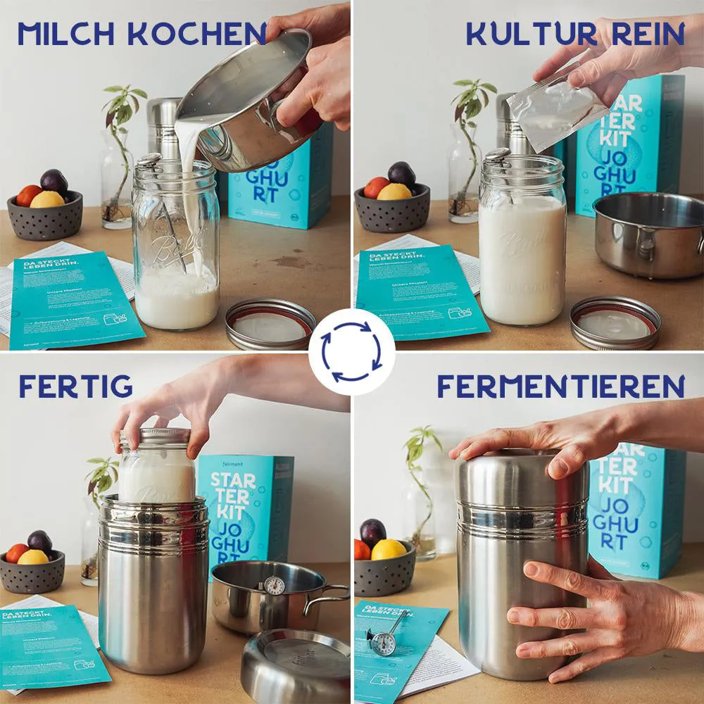 fairment Joghurt Starter Kit Joghurtbereiter Kulturen Set Bio