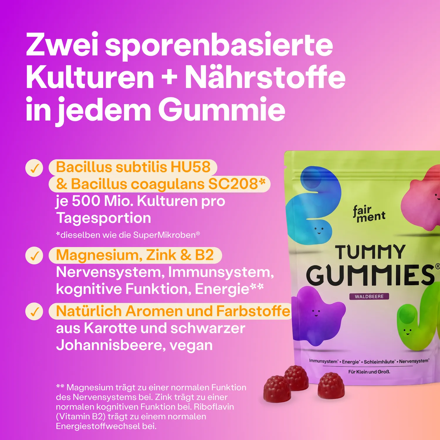 fairment TummyGummies Probiotika-Gummies 60 Stück Kinder
